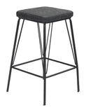 Zuo Modern Samuel 100% Polyurethane, Plywood, Steel Modern Commercial Grade Barstool Set - Set of 2 Vintage Black, Black 100% Polyurethane, Plywood, Steel