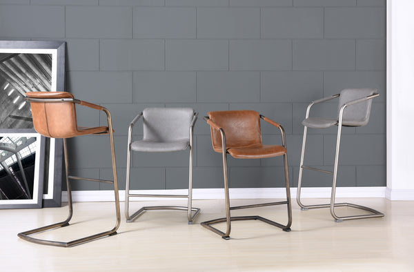 Indy Leatherette Counter Stool Set of 2 - Chic Industrial Design with Vintage Style, Fully Assembled