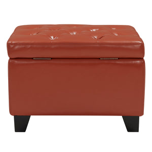 Julian Stylish Rectangular Bonded Leather Storage Ottoman with Biscuit Tufting for Home Organization