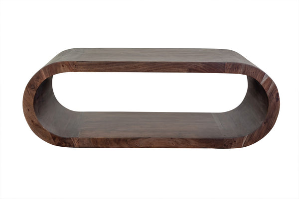 Porter Designs Ellipse Solid Acacia Wood Modern Coffee Table Gray 05-194-20-7410G