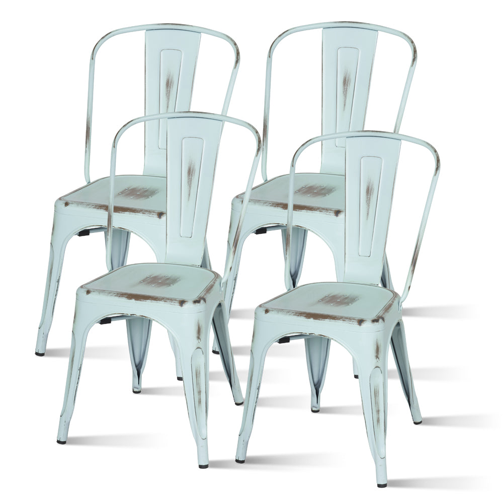 Metropolis Metal Side Chair Set of 4 - Classic Bistro Style for Dining Room or Café Decor