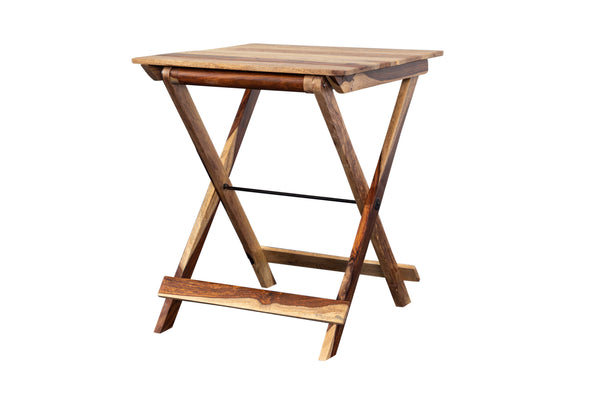 Porter Designs Sheesham Accents Solid Wood Square Foldable Natural End Table Natural 07-116-01-0246