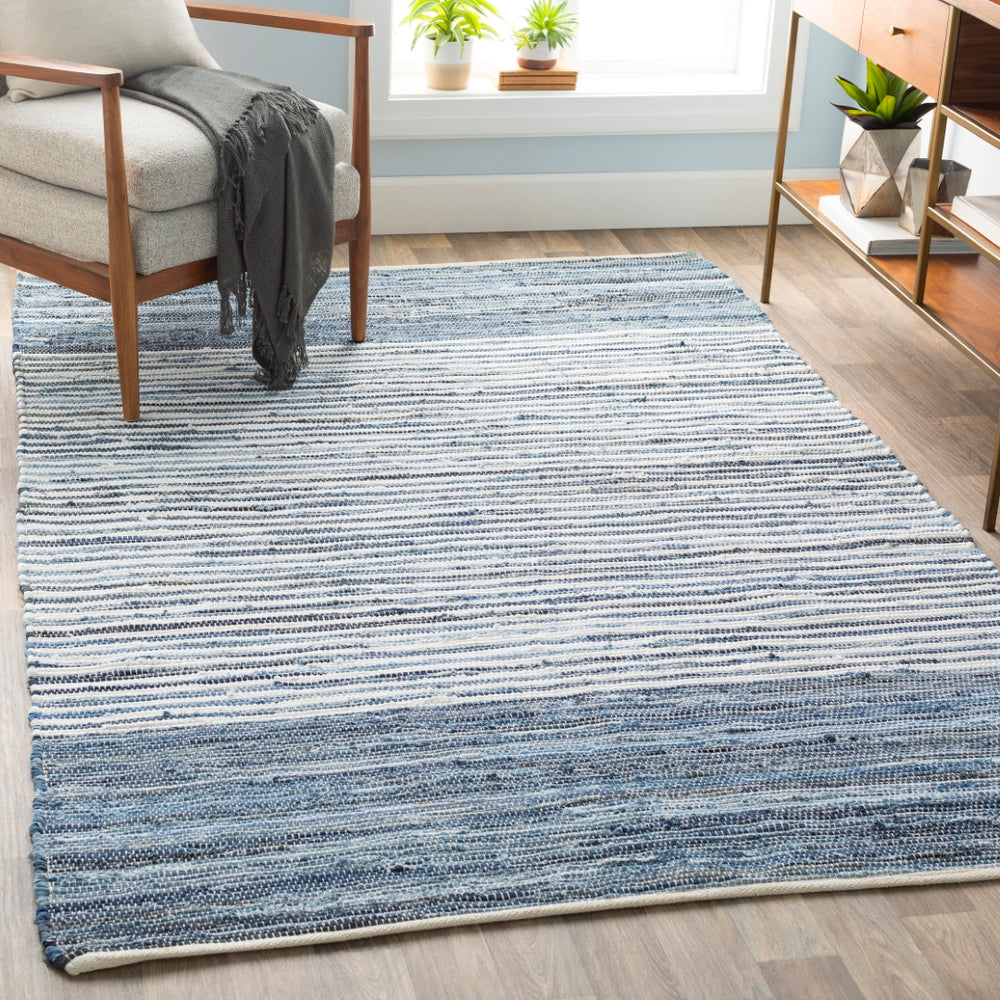 Denim DNM-1001 Cottage Cotton Rug DNM1001-913 Bright Blue, Navy 100% Cotton 9' x 13'