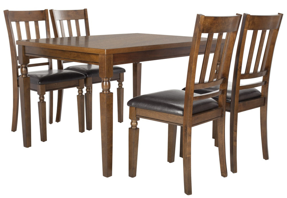 Safavieh Kodiak Dining Set 5 Piece Light Oak Black Wood Stain Birch Rubber Foam PU DNS9204A 889048496743