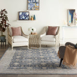 Nourison kathy ireland Home Malta MAI07 Vintage Machine Made Power-loomed Indoor only Area Rug Navy 7'10" x 10'10" 99446375926