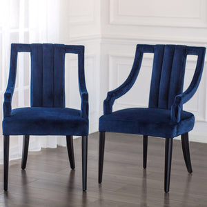 Viola Velvet Klismos Chair - Elegant Greek-Inspired Design with Black Birch Legs, Fully Assembled Style