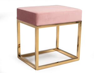 VIG Furniture Modrest Downey Modern Pink Velvet & Gold Stool Ottoman VGFH-FDC8016-PNK