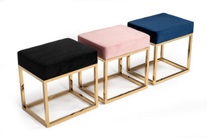 VIG Furniture Modrest Downey Modern Pink Velvet & Gold Stool Ottoman VGFH-FDC8016-PNK