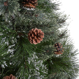 7.5-foot Cashmere Pine and Mixed Needles Pre-Lit Clear String Light Hinged Artificial Christmas Tree with Snowy Branches and Pinecones