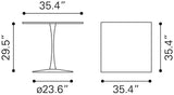 Zuo Modern Molly MDF, Steel Modern Commercial Grade Dining Table White MDF, Steel