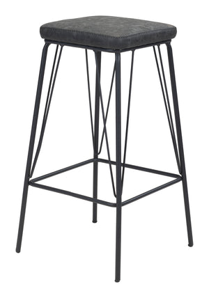 Zuo Modern Samuel 100% Polyurethane, Plywood, Steel Modern Commercial Grade Counter Stool Set - Set of 2 Vintage Black, Black 100% Polyurethane, Plywood, Steel