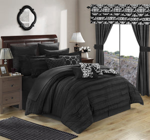 Hailee 24pc Queen Size Comforter Set - Black