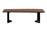 Porter Designs Manzanita Live Edge Solid Acacia Wood Natural Dining Bench Brown 07-196-13-BN58HV-KIT