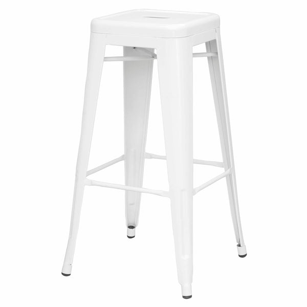 Metropolis Metal Backless Counter Stool Set of 4 - Stylish, Stackable, Durable for Home & Patio