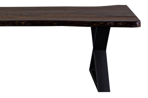 Porter Designs Manzanita Live Edge Solid Acacia Wood Natural Dining Bench Gray 07-196-13-BN58MX-KIT