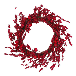 Parandes 23.5" Mixed Berry Artificial Wreath, Red Noble House