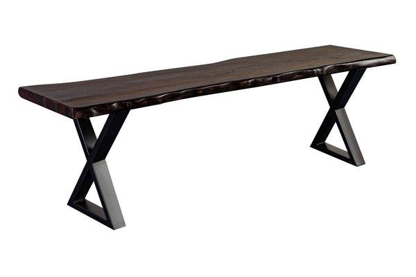 Porter Designs Manzanita Live Edge Solid Acacia Wood Natural Dining Bench Gray 07-196-13-BN58MX-KIT