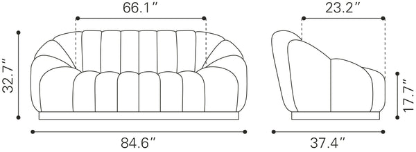 Zuo Modern Bhutan 100% Polyester, Plywood, Steel, Polypropylene Modern Commercial Grade Sofa Gray, Black 100% Polyester, Plywood, Steel, Polypropylene