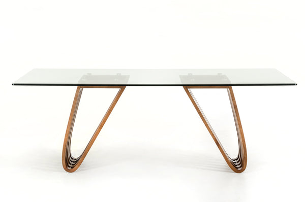 VIG Furniture Modrest Draper Contemporary Walnut & Glass Dining Table VGCSDT-1498-GLS