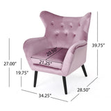 Seigfried Mid Century Light Lavender Velvet Arm Chair Noble House