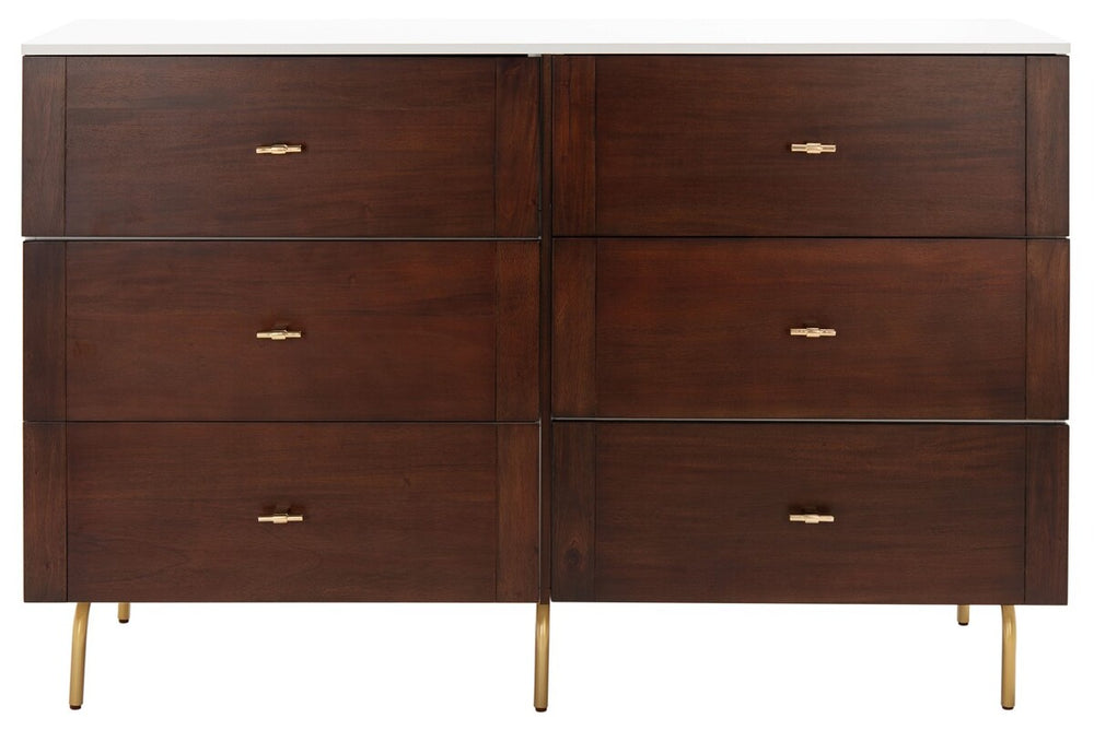 Genevieve 6 Drawer Dresser Walnut / White Wood DRS5002A-2BX