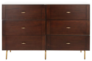 Genevieve 6 Drawer Dresser Walnut / White Wood DRS5002A-2BX