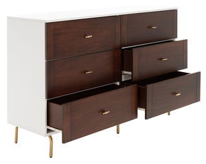 Genevieve 6 Drawer Dresser Walnut / White Wood DRS5002A-2BX
