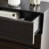 Safavieh Zadie 6 Drawer Rattan Dresser Black Mdf 43% / Mahogany Wood 53% / Rattan Webbing 2% DRS5003E-2BX