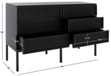 Safavieh Zadie 6 Drawer Rattan Dresser Black Mdf 43% / Mahogany Wood 53% / Rattan Webbing 2% DRS5003E-2BX