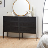 Safavieh Zadie 6 Drawer Rattan Dresser Black Mdf 43% / Mahogany Wood 53% / Rattan Webbing 2% DRS5003E-2BX