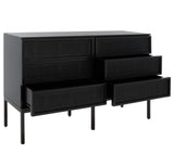 Safavieh Zadie 6 Drawer Rattan Dresser Black Mdf 43% / Mahogany Wood 53% / Rattan Webbing 2% DRS5003E-2BX