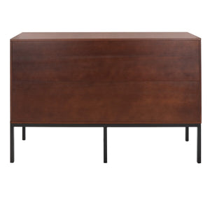 Safavieh Zadie 6 Drawer Rattan Dresser Walnut / Natural Mdf / Pb / Mahogany Wood / Rattan Webbing / Mahogany Vener / Albasia Vener DRS5003F-2BX