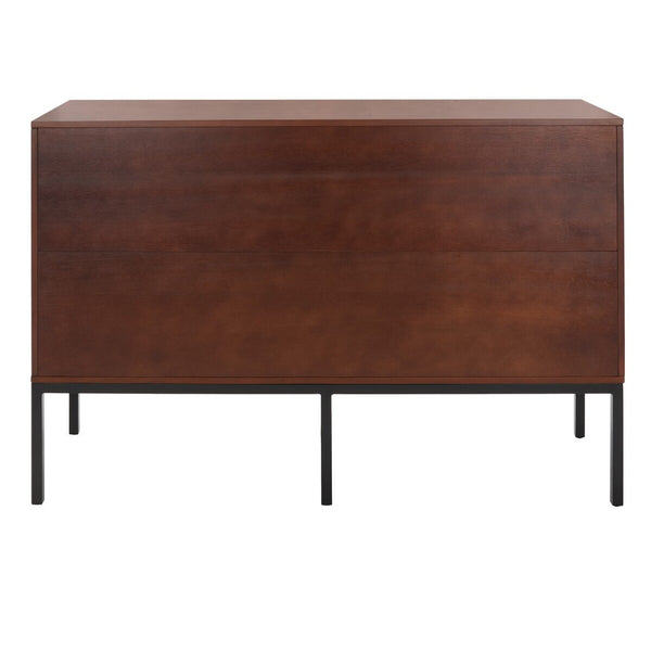 Safavieh Zadie 6 Drawer Rattan Dresser Walnut / Natural Mdf / Pb / Mahogany Wood / Rattan Webbing / Mahogany Vener / Albasia Vener DRS5003F-2BX