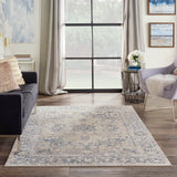 Nourison kathy ireland Home Malta MAI05 Vintage Machine Made Power-loomed Indoor only Area Rug Ivory/Blue 5'3" x 7'7" 99446361387