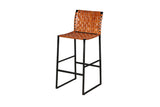 Veracruz Stylish Basket-Woven Leather Dining Chair with Black Metal Base & Foot Rest, No Assembly