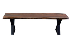 Porter Designs Manzanita Live Edge Solid Acacia Wood Natural Dining Bench Brown 07-196-13-BN58HX-KIT