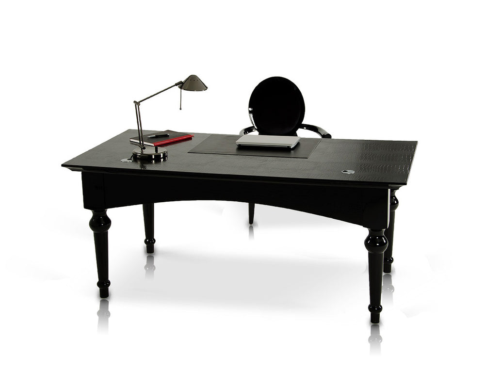 VIG Furniture A&X Ambassador - Transitional Black Crocodile Lacquer Office Desk VGUNAA701-180