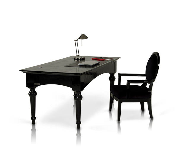 VIG Furniture A&X Ambassador - Transitional Black Crocodile Lacquer Office Desk VGUNAA701-180