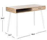 Safavieh Jorja 1 Drawer 1 Shelf Desk in Natural and White DSK2200A 889048734838