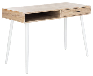 Safavieh Jorja 1 Drawer 1 Shelf Desk in Natural and White DSK2200A 889048734838
