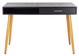 Safavieh Jorja 1 Drawer 1 Shelf Desk in Black and Gold DSK2200B 889048734845