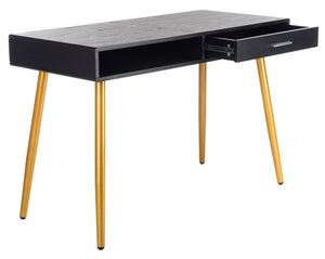 Safavieh Jorja 1 Drawer 1 Shelf Desk in Black and Gold DSK2200B 889048734845