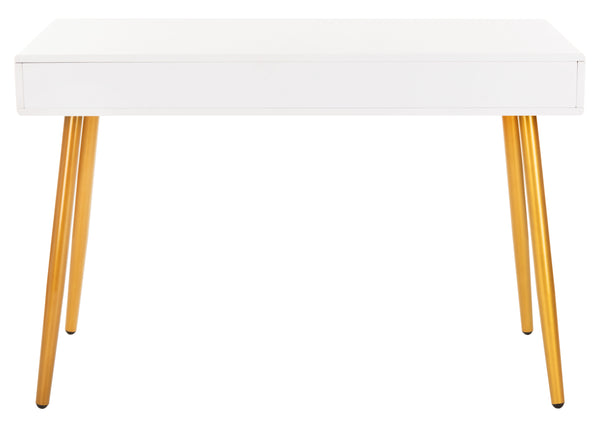 Safavieh Jorja 1 Drawer 1 Shelf Desk in White and Gold DSK2200C 889048734852