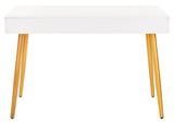 Safavieh Jorja 1 Drawer 1 Shelf Desk in White and Gold DSK2200C 889048734852