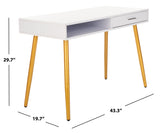 Safavieh Jorja 1 Drawer 1 Shelf Desk in White and Gold DSK2200C 889048734852