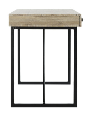 Safavieh Hilton Desk 3 Drawer Oak Black Wood PVC MDF Metal Tube DSK2206A 889048445413