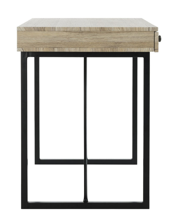 Safavieh Hilton Desk 3 Drawer Oak Black Wood PVC MDF Metal Tube DSK2206A 889048445413