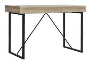 Safavieh Hilton Desk 3 Drawer Oak Black Wood PVC MDF Metal Tube DSK2206A 889048445413