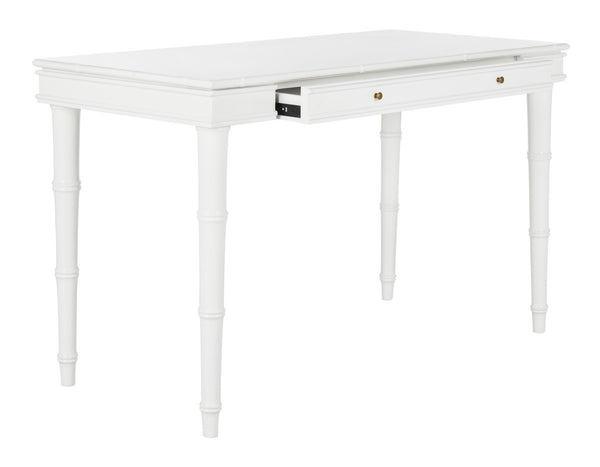 Safavieh Noely Writing Desk Modern Coastal White Wood NC Coating MDF ZiNC Alloy DSK3500A 889048339712