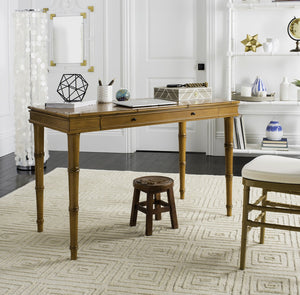 Safavieh Noely Desk Coastal Writing Brown Wood NC Coating MDF ZiNC Alloy DSK3500B 889048339729